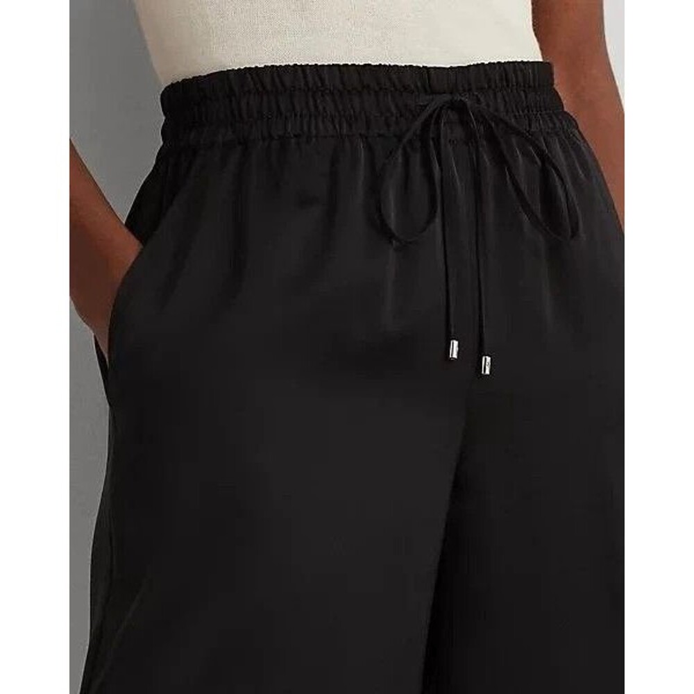 Lauren Ralph Lauren Womens Wide-Leg drawcord waist Satin Charmeuse Pants Black M - Picture 3 of 12